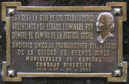 Recoleta Cemetery, Buenos Aires, Eva Perón plaque