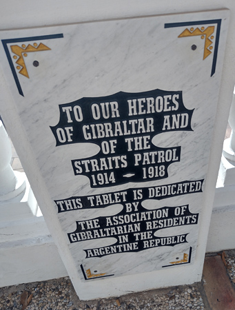 Gibraltar, plaque, Recoleta Cemetery, Straits Patrol