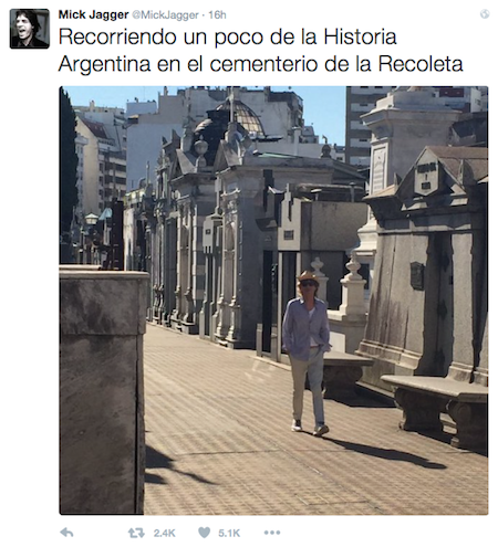 Recoleta Cemetery, Buenos Aires, Mick Jagger