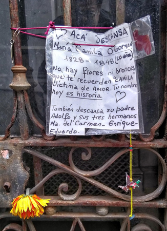 Recoleta Cemetery, Buenos Aires, Camila O'Gorman, vault, Marcelo Metayer