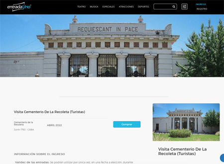 Buenos Aires, Recoleta Cemetery, entrance fee