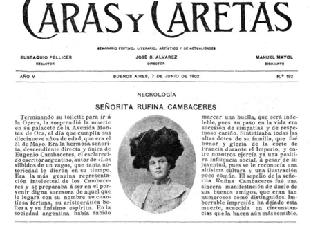 Rufina Cambacérès, Caras y Caretas, obituary, necrológica